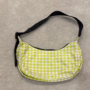 Baggu Lime Green and Lilac Medium Nylon Crescent bag